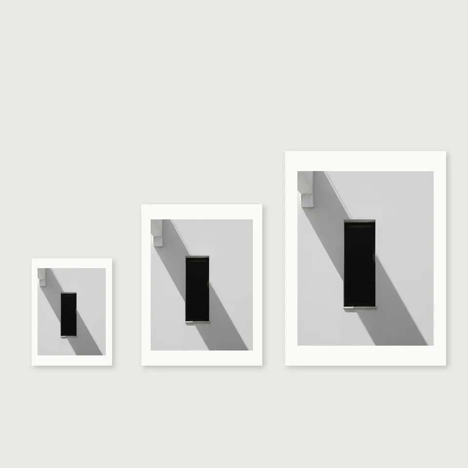 Illustrative comparison of complete photographic print formats — not actual business premises